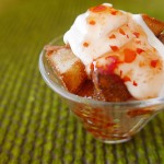 Fried potatoes with chili cream