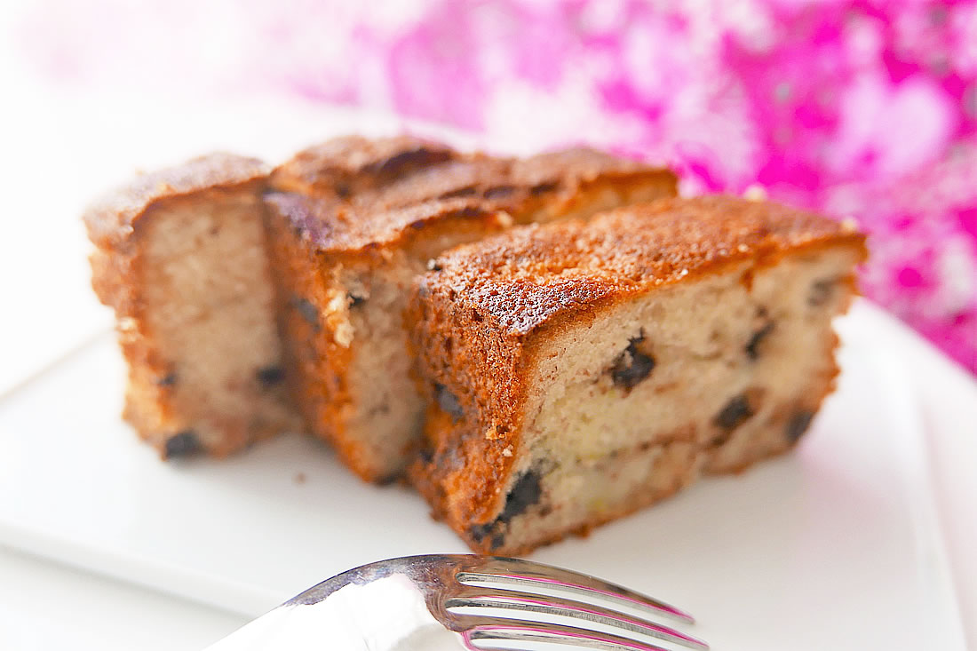 Banana pound cake with chocolate chips
