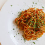 Red belle pepper and mushroom paste for pasta