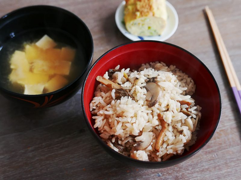 Takikomi gohan – Mixed rice with Cep, Girolle, brown mushroom