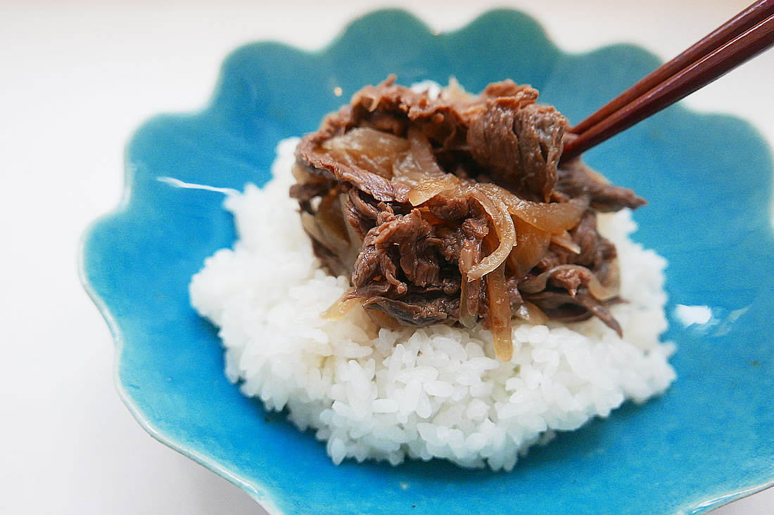 Beef on rice (Gyudon)