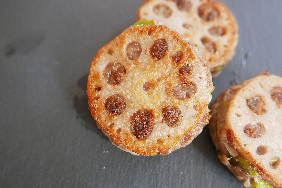 Beef filled fried lotus – Renkon hasami yaki